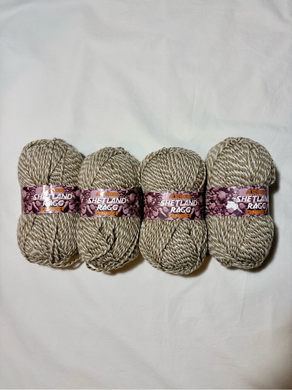 Patons Shetland Ragg Wool Blend Yarn - Sand Twist (4 Skeins)